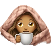 girl inside a blanket sipping coffee eyes closed sticker