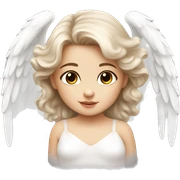 beautiful white baby angel with wings long brown hair eyelashes sticker