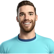 smiling boy in blue shirt sticker