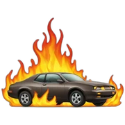 car with fire  sticker