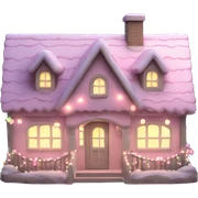 cottage with pretty light pink Christmas lights  sticker