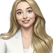 blonde girl smiling in blue sticker