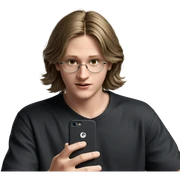 portrait of a boy with phone sticker