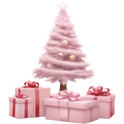 Light pink Christmas gifts under a white Christmas tree  sticker