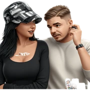 urban style couple portrait sticker