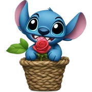 stitch with a rose sticker