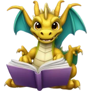 Dragon w book sticker