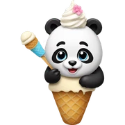 Panda eating ice cream sticker