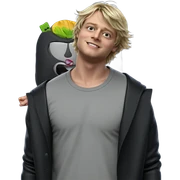 blonde boy in black jacket sticker
