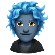 Hades, with blue flame hair.  sticker