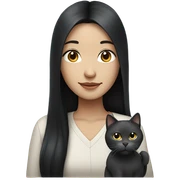 Chinese hair with gray cat sticker