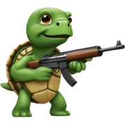 Turtle shooting a rifle sticker