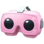 VR Headset Emoji "A pastel pink VR headset glowing softly, with tiny sparkles floating around and an ethereal, dreamy digital vibe." sticker