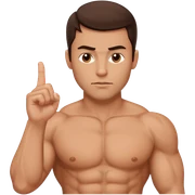 Middle finger muscular brunette man sticker