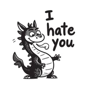 Angry dragon with the text "I hate you" sticker