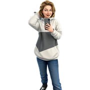 smiling girl with phone sticker