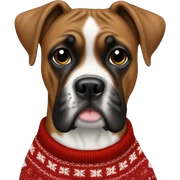 boxer dog wearing christmas sweater sticker