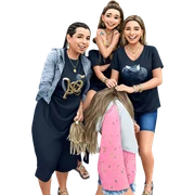 smiling girls outdoors with jewelry sticker