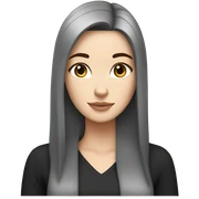 White girl with sleeping Chinese hair with a gray cat sticker