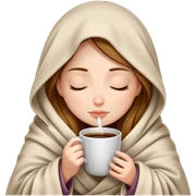 girl inside a blanket sipping coffee eyes closed sticker