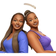 sisters smiling in stylish dresses sticker