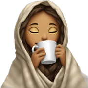 girl inside a blanket sipping coffee eyes closed sticker