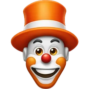 Orange clown emoji wearing a red hat sticker