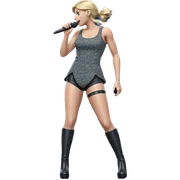 blonde girl with microphone sticker