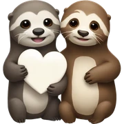 otter and sloth holding white heart together sticker