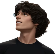 serene boy in black shirt sticker