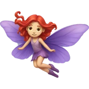 Flying fairy long red hair purple wings sticker