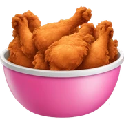 large pink bowl full of fried chicken sticker