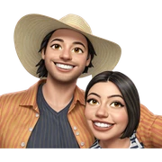smiling couple in striped shirts sticker