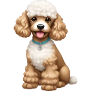Tan and white poodle  sticker