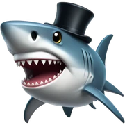 Shark with a top hat sticker