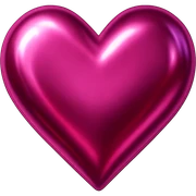 heart with a metallic hot pink finish, digital illustration, no background sticker