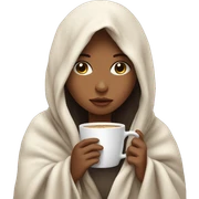 girl inside a blanket sipping coffee eyes closed sticker