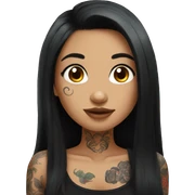 beautiful girl with tattoos, with long black hair sticker