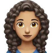 Una chica morena con el pelo marrón rizado y ojos azules sticker