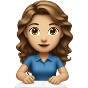 Pretty girl brown hair blue eyes on desk sticker