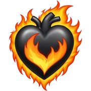 Black heart on fire sticker