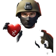 military boy in gloves with weapon sticker