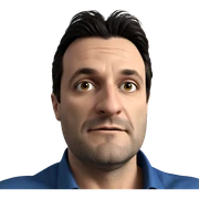 blue shirt portrait of male sticker
