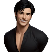smiling boy with black hair sticker