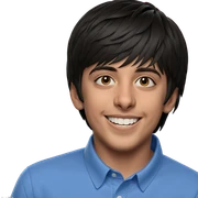 smiling boy in blue shirt sticker