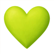 heart with a vivid chartreuse color, digital illustration, no background sticker