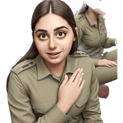 brown haired girls in military sticker