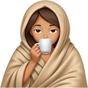 girl inside a blanket sipping coffee eyes closed sticker