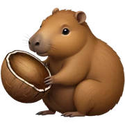 Capybara with a coconut body sticker