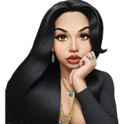 girl with black hair and jewelry sticker